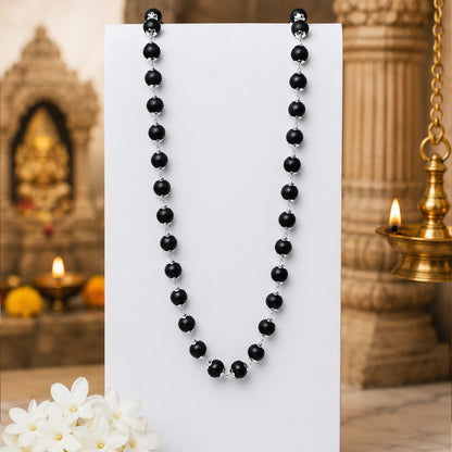 Divya Karungali Mala with Silver Capping