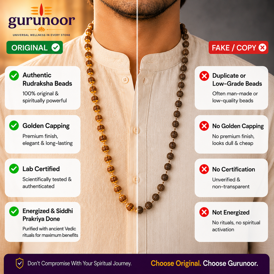 5 Mukhi Rudraksha Mala With Golden Capping
