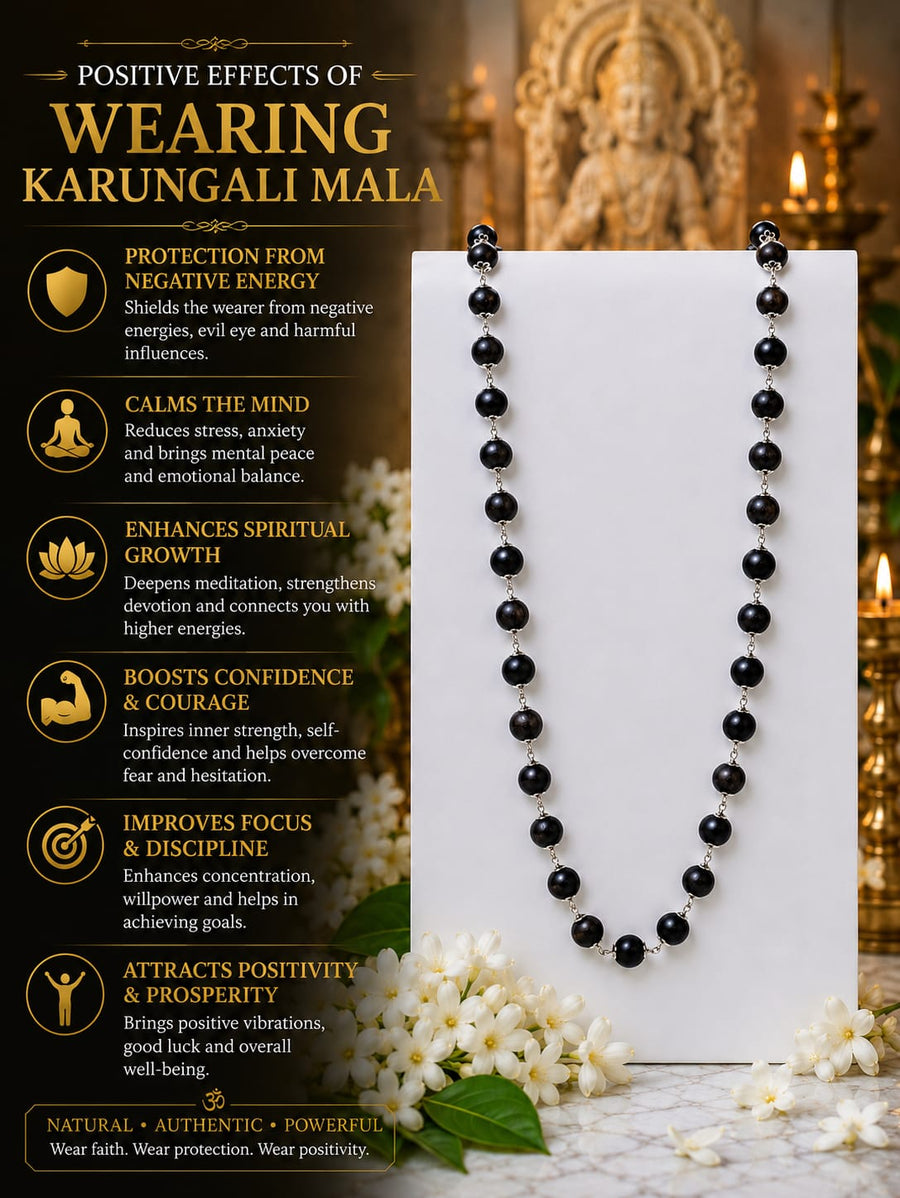 Divya Karungali Mala with Silver Capping