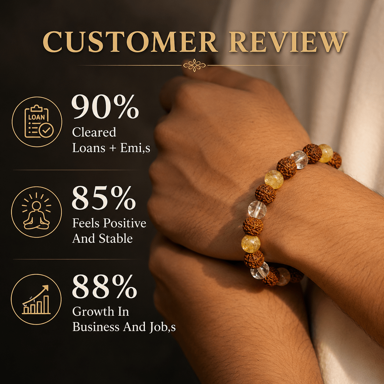 5 Mukhi Rudraksha , Citrine , Sphatik Bracelet - Gurunoor