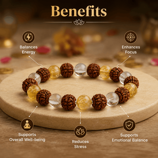 5 Mukhi Rudraksha , Citrine , Sphatik Bracelet - Gurunoor