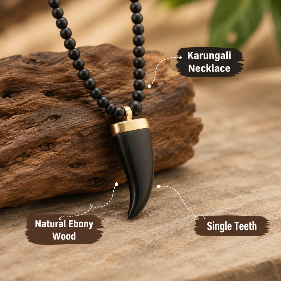 Single Teeth Karungali Mala – Natural Ebony Wood