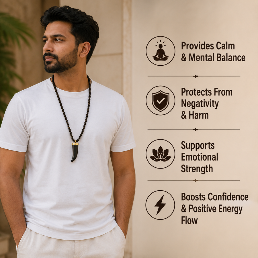 Single Teeth Karungali Mala – Natural Ebony Wood