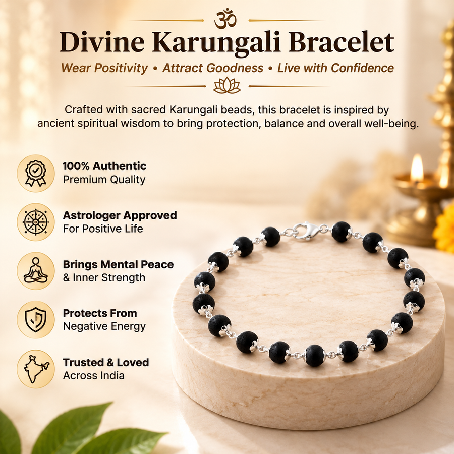 Silver Cap Karungali Bracelet For Men