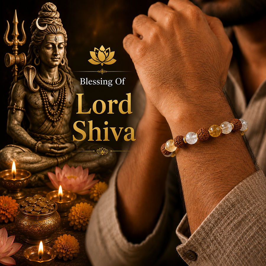 5 Mukhi Rudraksha , Citrine , Sphatik Bracelet