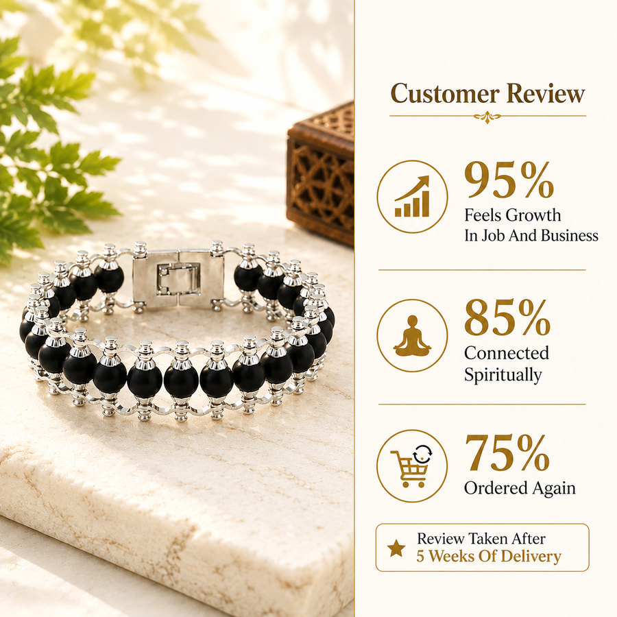 Silver Plated Karungali Chain Bracelet ( Natural Ebony Wood )