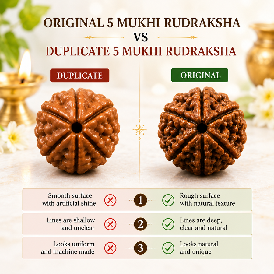 Divya Golden Karungali Mala With 5 Mukhi Rudraksha Pendant