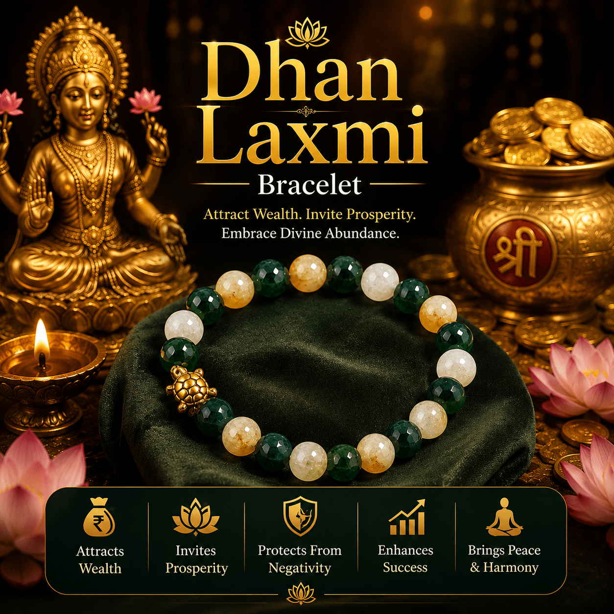 Dhan Laxmi Bracelet ( Natural Citrine + Green Jade ) - Gurunoor
