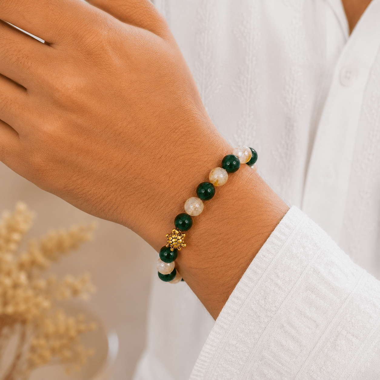Dhan Laxmi Bracelet ( Natural Citrine + Green Jade ) - Gurunoor