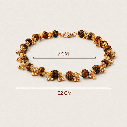 Gold Plated 5 Mukhi Rudraksha Bracelet For Women - Gurunoor