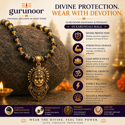 Gold Plated Bajrangbali Karungali Mala - Gurunoor