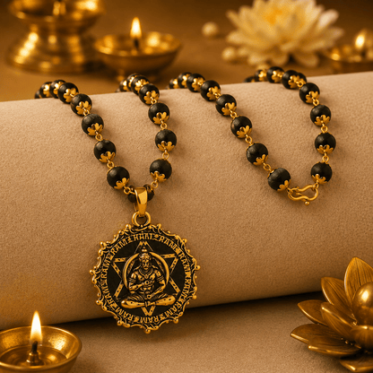 Karungali Mala ( Gold Plated ) With Hanuman Kavach Pendant - Gurunoor