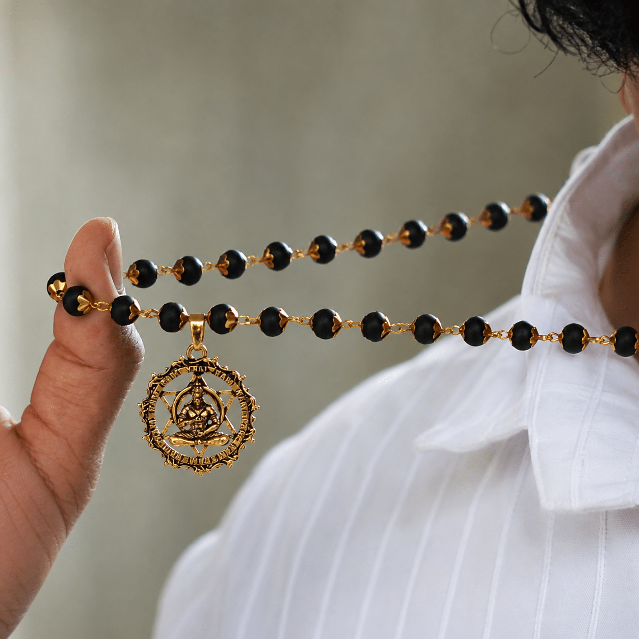 Karungali Mala ( Gold Plated ) With Hanuman Kavach Pendant - Gurunoor