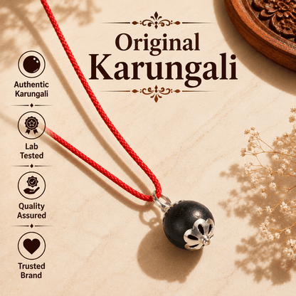 Original Karungali Bead (18MM) In Red Thread - Gurunoor