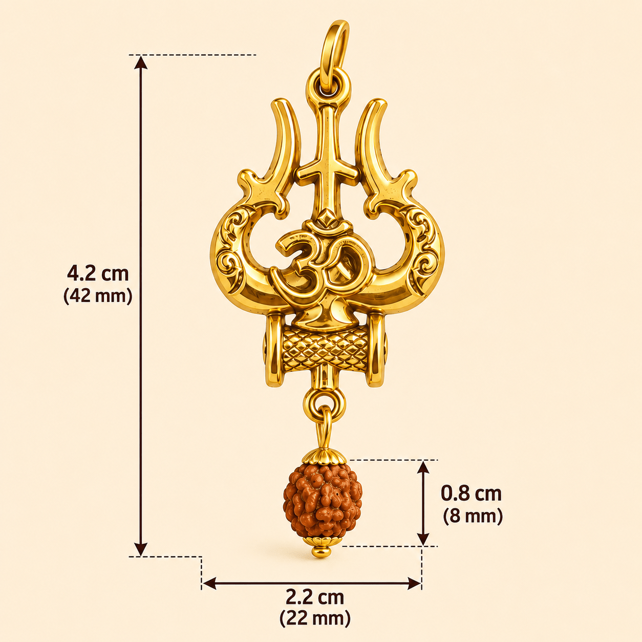 Shiv Trishul Pendant With 5 Mukhi Rudraksha - Gurunoor