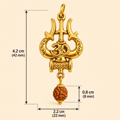 Shiv Trishul Pendant With 5 Mukhi Rudraksha - Gurunoor