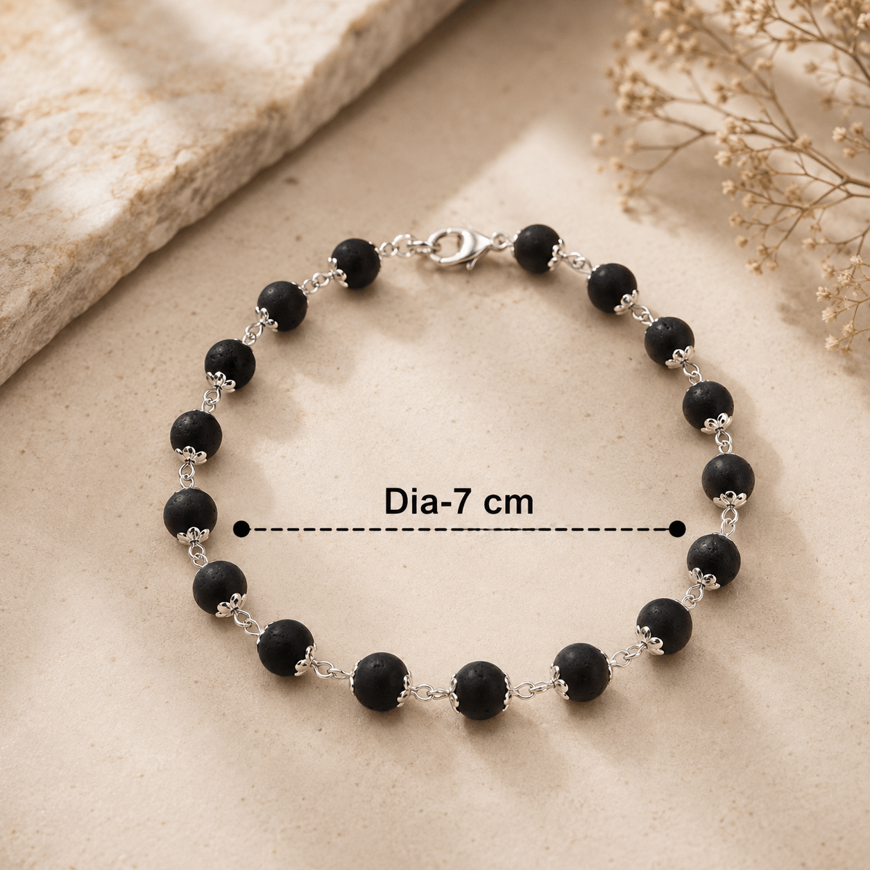 Silver Cap Karungali Bracelet For Men - Gurunoor