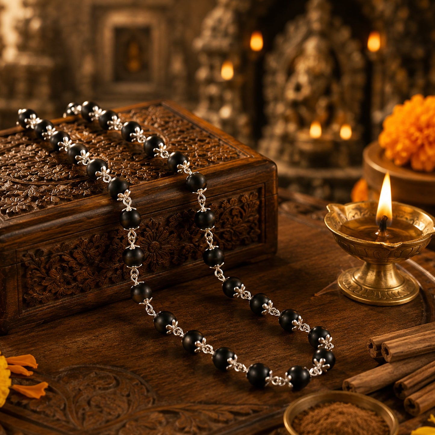Silver Karungali Mala - Gurunoor