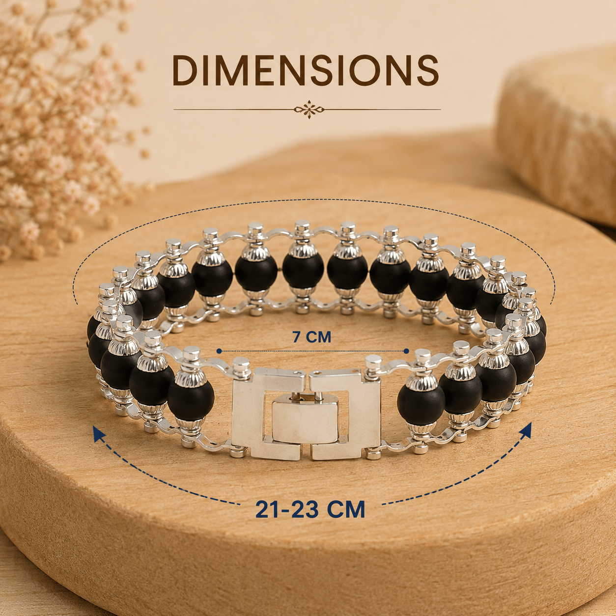 Silver Plated Karungali Chain Bracelet ( Natural Ebony Wood ) - Gurunoor