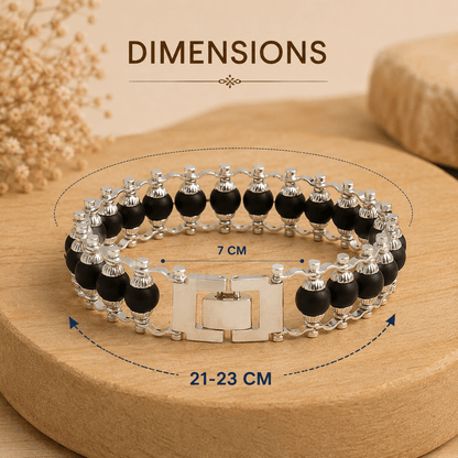 Silver Plated Karungali Chain Bracelet ( Natural Ebony Wood ) - Gurunoor