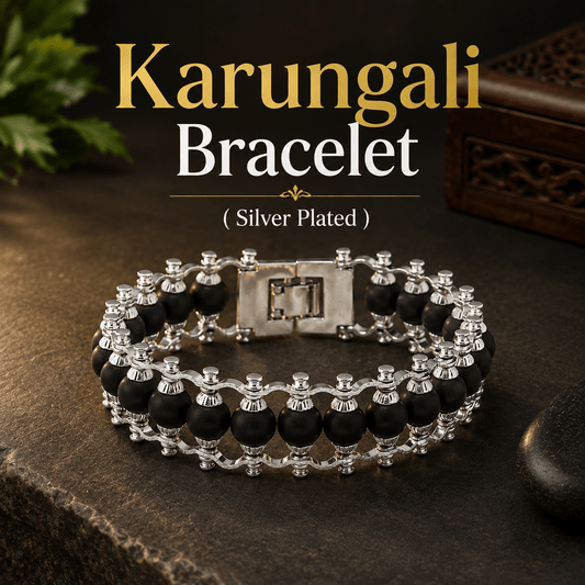 Silver Plated Karungali Chain Bracelet ( Natural Ebony Wood ) - Gurunoor