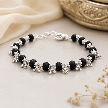 Silver Plated Karungali Ghungroo Bracelet - Gurunoor
