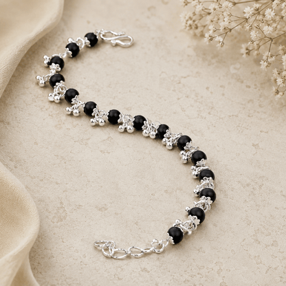 Silver Plated Karungali Ghungroo Bracelet - Gurunoor