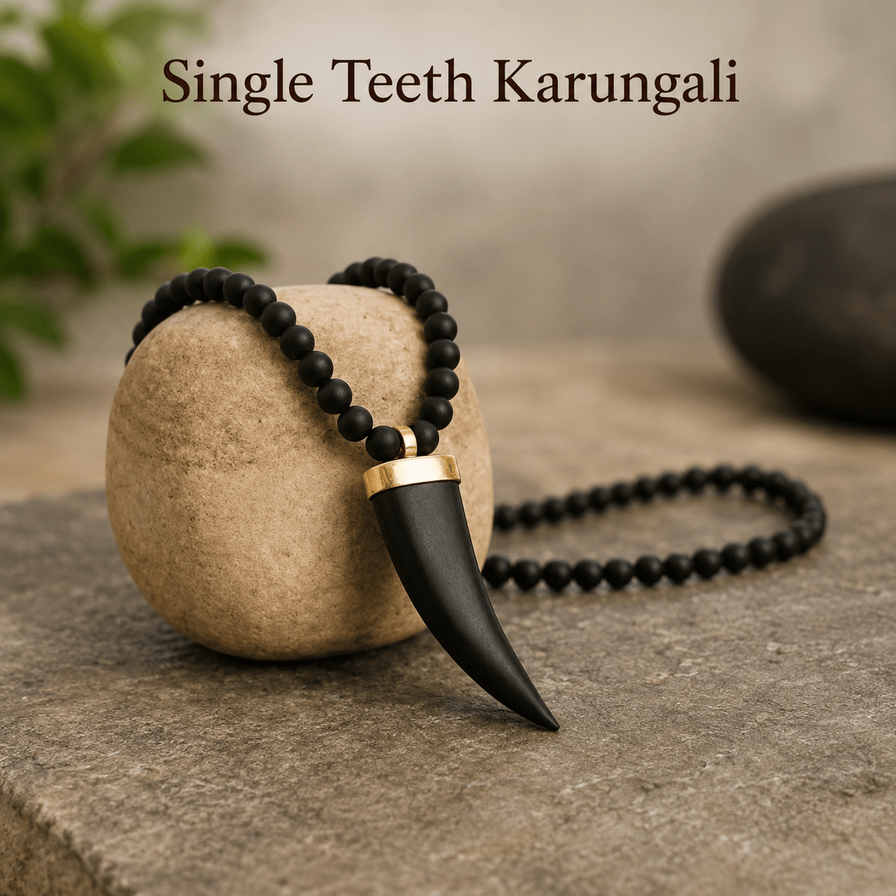 Single Teeth Karungali Mala – Natural Ebony Wood - Gurunoor