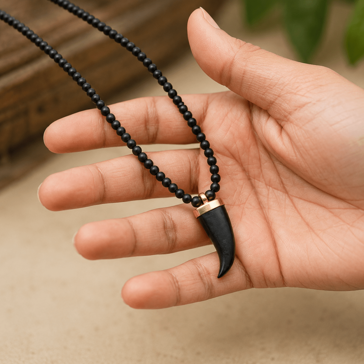 Single Teeth Karungali Mala – Natural Ebony Wood - Gurunoor