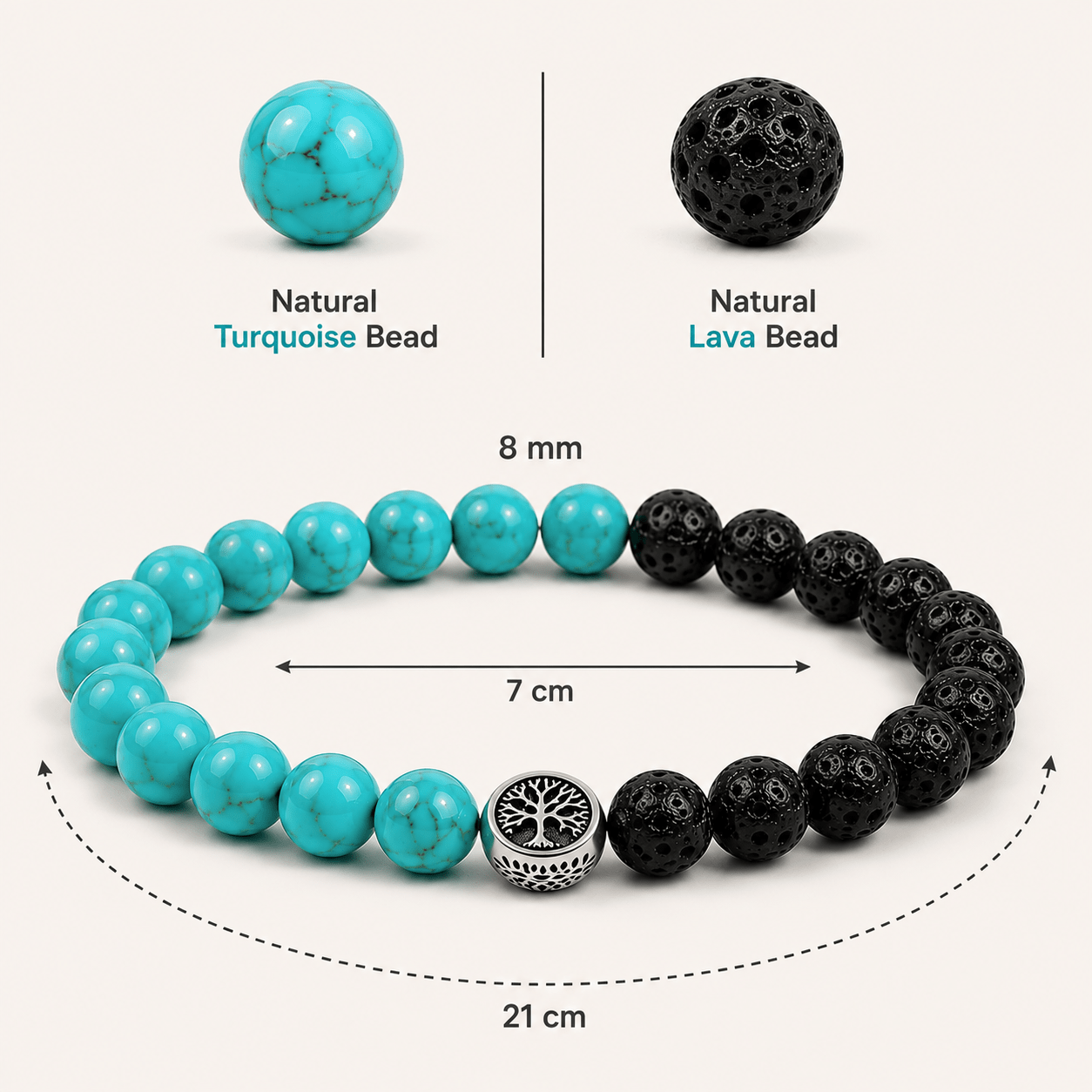 Turquoise And Lava Bracelet ( For Fame And Success ) - Gurunoor