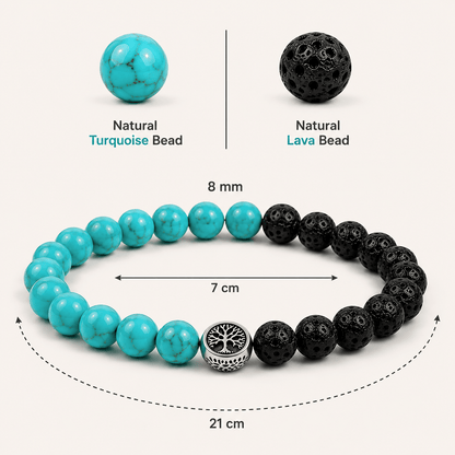 Turquoise And Lava Bracelet ( For Fame And Success ) - Gurunoor