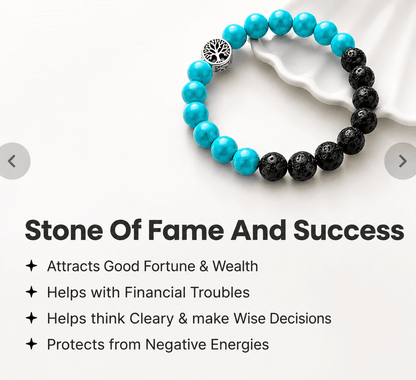 Turquoise And Lava Bracelet ( For Fame And Success ) - Gurunoor